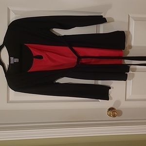 Black tunic maternity sweater with red blouse attached Size L